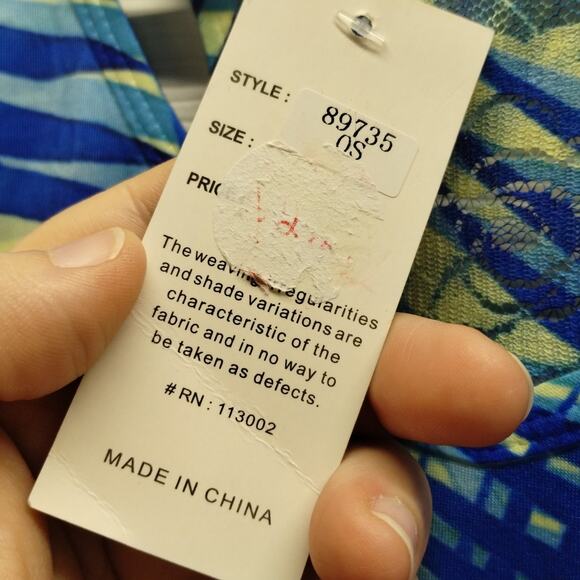 NWT India Boutique One Size Blue Palm Tree Embellished Asymmetric Hem Tank Dress - Picture 8 of 9